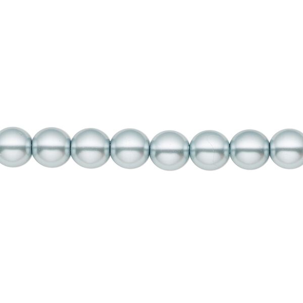 Bead, Czech pearl-coated glass druk, opaque light blue, 6mm round. Sold per 15-1/2" to 16" strand. image number 0