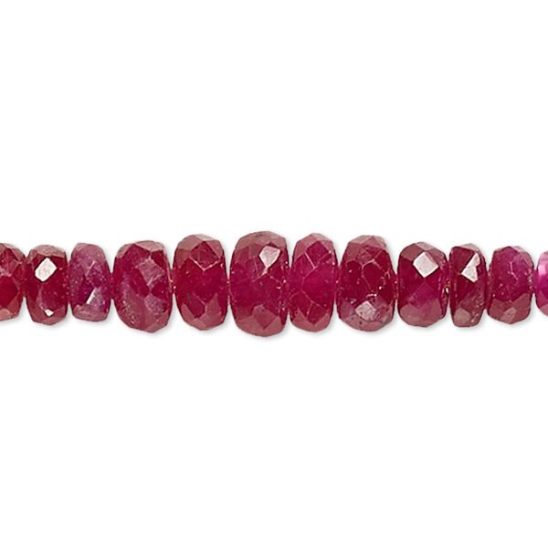 Ruby 1pkg1, hand-cut faceted rondelle bead B grade, 8 inch graduated 2x1mm-4x2mm image number 0