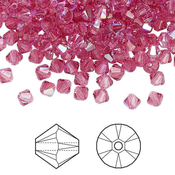 Bead 1440pk rose shimmer, Swarovski® 4mm XILION bicone 5328 image number 0