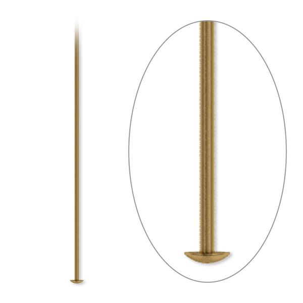 Head pin, antique gold-plated brass, 2-1/2 inches, 21 gauge. Sold per pkg of 500. image number 0