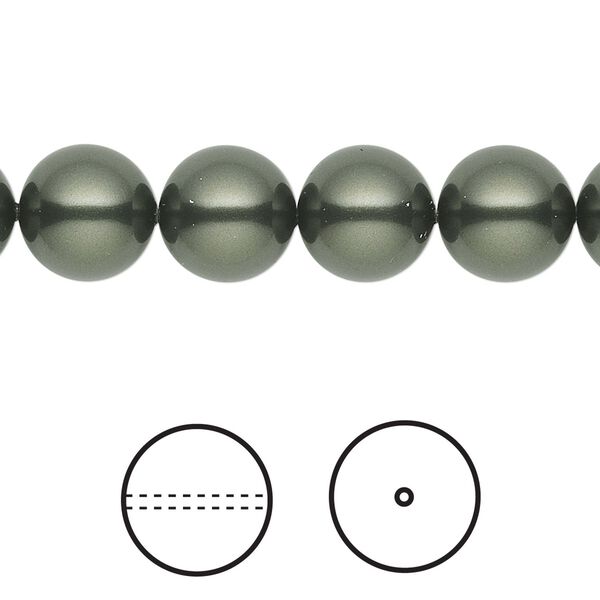 Pearl 100pk dark green, Swarovski® 10mm round 5810 image number 0