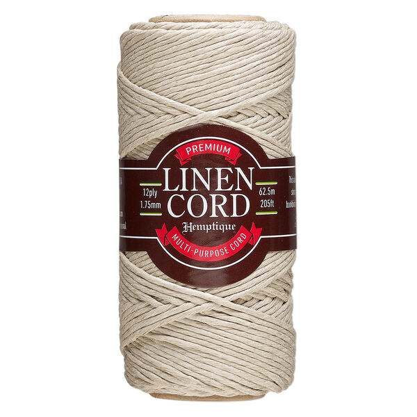 Cord, Hemptique®, linen, natural, 1.75mm 4-ply, 20-pound test. Sold per 205-foot spool. image number 0