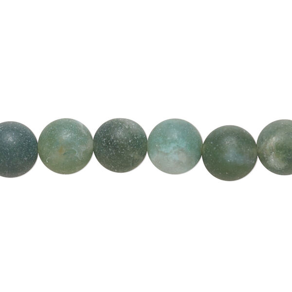 Moss agate 1pkg1, matte round bead natural 8 inch 8mm image number 0