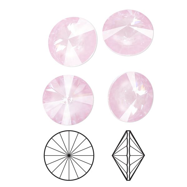 Chaton 4pk crystal soft rose ignite, Crystal Passions® 12mm rivoli 1122 image number 0