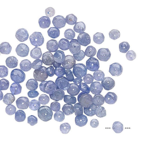 Bead mix, tanzanite (heated), 3x2mm-4x3mm hand-cut faceted rondelle, B grade, Mohs hardness 6 to 7. Sold per 5-gram pkg, approximately 75-85 beads. image number 0