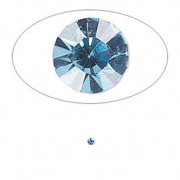 Chaton, glass rhinestone, light sapphire blue, foil back, 1.5-1.6mm faceted round, PP9. Sold per pkg of 72. image number 0