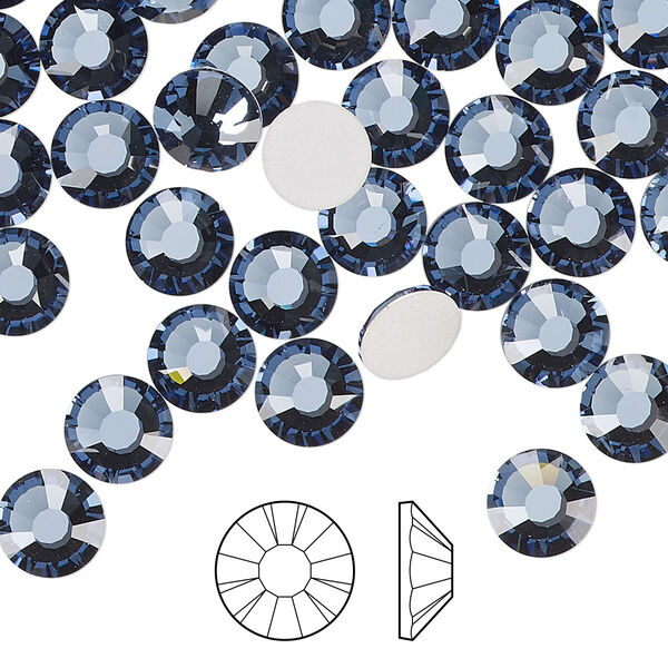 Flat back 144pk denim blue foil back, Preciosa MAXIMA Czech crystal rhinestone 7.069-7.272mm chaton rose round SS34 image number 0