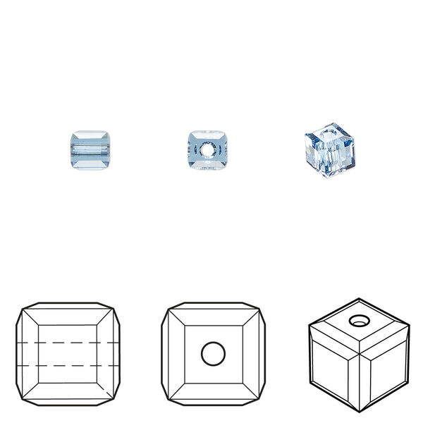 Bead 288pk ice blue, Swarovski® ReCreated™ 4mm cube 5601 image number 0