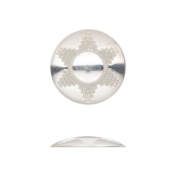 Component, sterling silver, 19mm single-sided round Concho with textured star design. Sold individually. image number 0