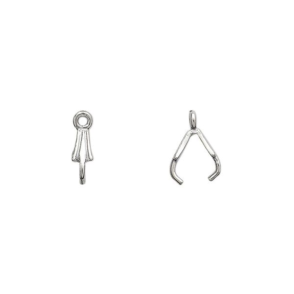 Bail, JBB Findings, ice-pick, antiqued sterling silver, 8x3mm with 6mm grip length. Sold per pkg of 2. image number 0