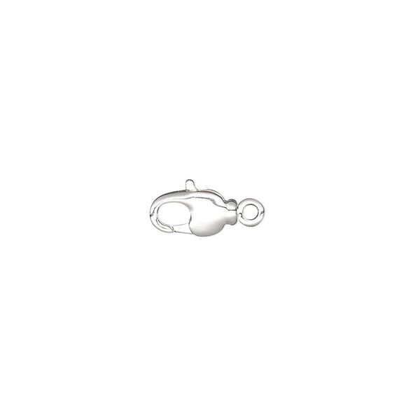 Clasp, lobster claw, silver-plated brass and steel, 9x5mm with swivel. Sold per pkg of 10. image number 0