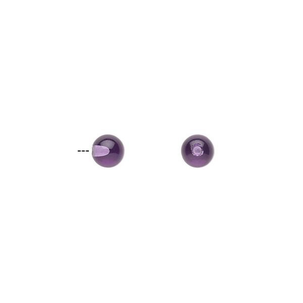 Amethyst 1pkg2, half-drilled round bead natural 4mm image number 0