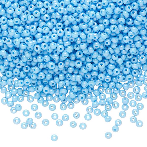 Seed bead, Preciosa Ornela Czech glass, pkg/50g, #11 rocaille, opaque rainbow sky blue, (64020). image number 0