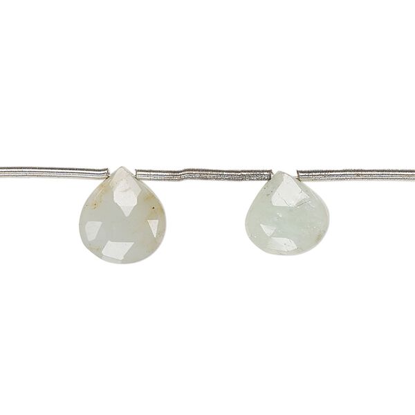 Aquamarine 1pkg11, hand-cut top-drilled faceted puffed teardrop bead 8x7mm-10x9mm image number 0