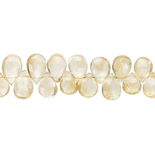 Citrine 1pkg1, hand-cut top-drilled faceted puffed teardrop bead 8 inch 5x4mm-7x5mm image number 0