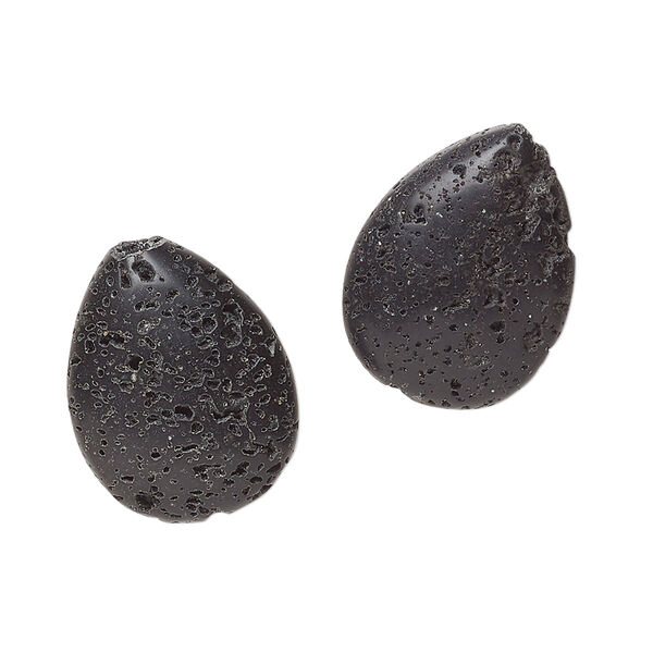 Lava rock 1pkg2, top-drilled teardrop bead 20x15mm image number 0