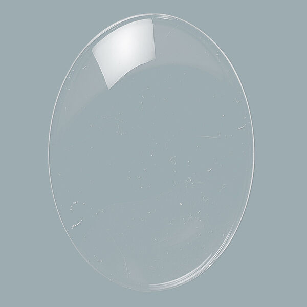 Cabochon, glass, transparent clear, 40x30mm non-calibrated oval. Sold per pkg of 4. image number 0