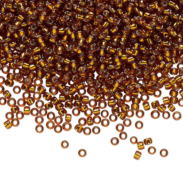 Seed bead, TOHO BEADS®, glass, pkg/50g, #11 round, transparent silver-lined smoky topaz (TR-11-34). image number 0