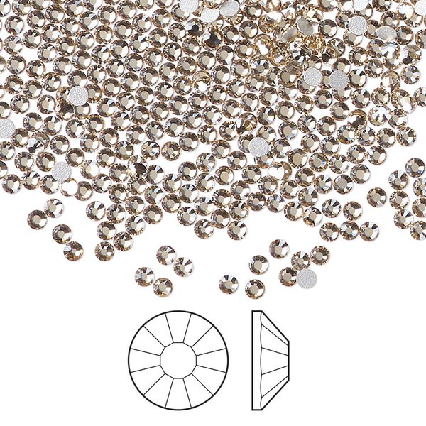 Flat back 144pk crystal honey foil back, Preciosa Viva 12® Czech crystal rhinestone 1.9-2.1mm chaton rose round SS6 image number 0