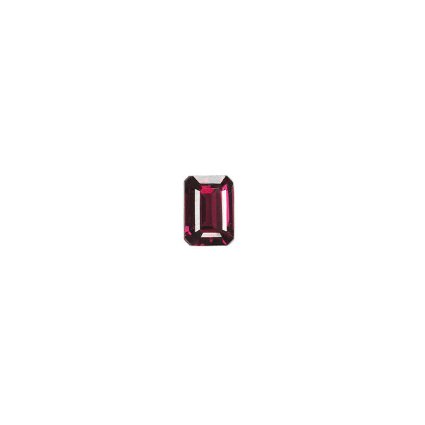 Rhodolite garnet 1pkg1, hand-cut faceted emerald-cut gem natural 7x5mm image number 0