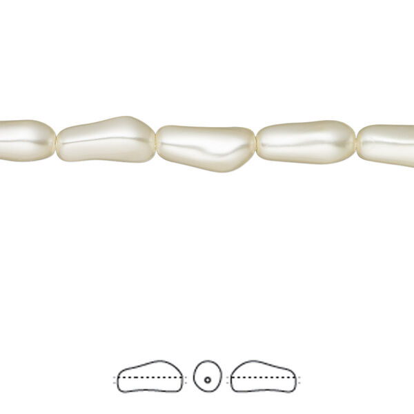 Pearl 250pk cream, Swarovski® 10x4mm baroque elongated 5844 image number 0