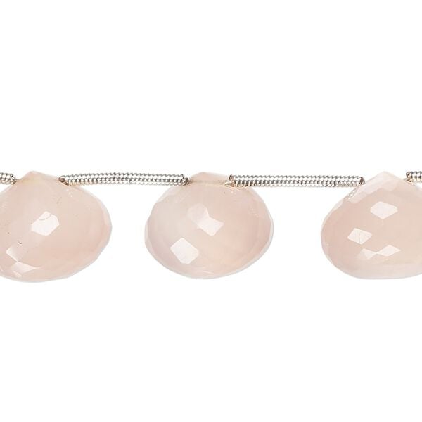 Peach chalcedony / pink chalcedony 1pkg12, hand-cut top-drilled faceted teardrop bead 13x11mm-14x12mm image number 0