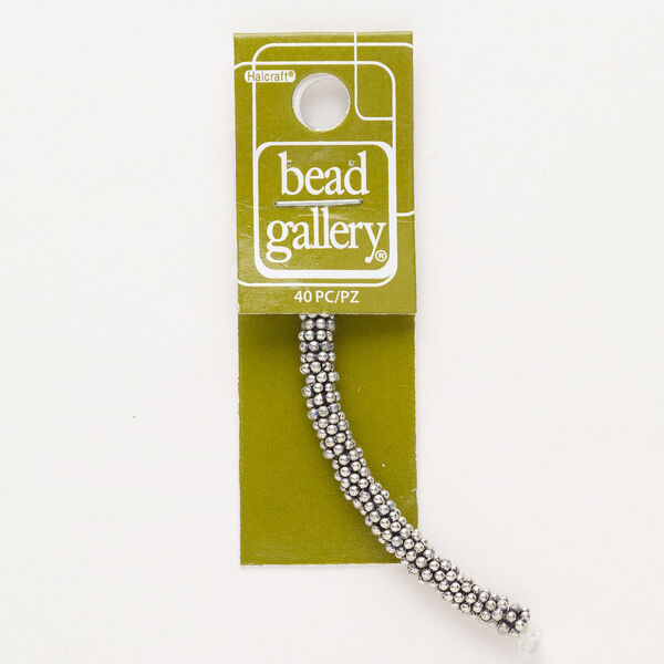 Bead, "pewter" (zinc-based alloy), pkg/40, antique silver finish, 5x4mm beaded rondelle. image number 0