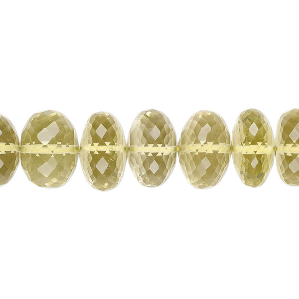 Lemon quartz 1pkg1, hand-cut micro-faceted rondelle bead 8 inch 11x7mm-12x9mm image number 0