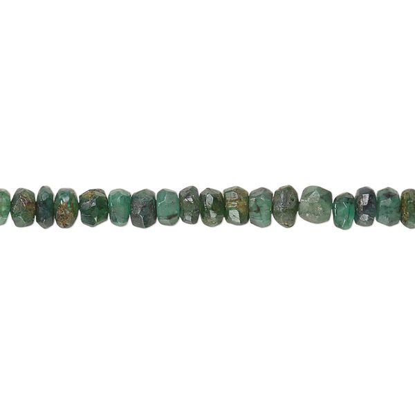 Emerald 1pkg1, hand-cut faceted rondelle bead 12 inch 4x2mm-5x3mm image number 0