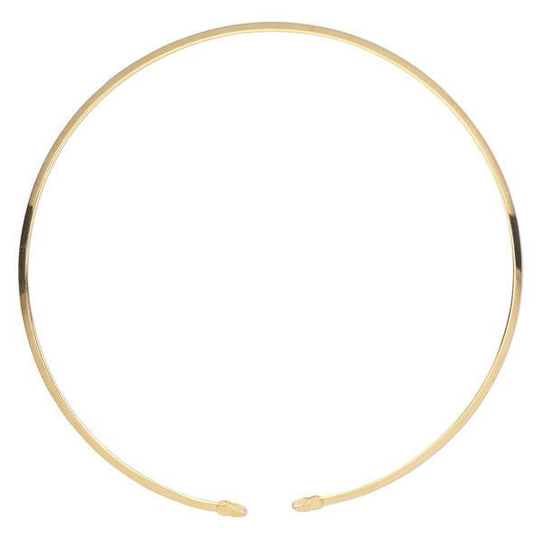 Neckwire, gold-finished brass, 2.8mm flat with 2 closed loops,15-inches. Sold individually. image number 0