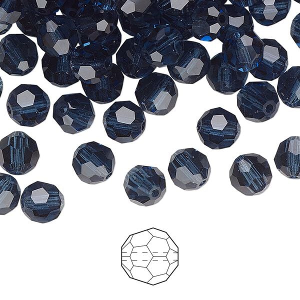 Bead 288pk Montana, Preciosa Czech crystal 6mm round image number 0
