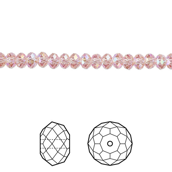 Bead 720pk light rose shimmer 2X, Swarovski® 4x3mm rondelle 5040 image number 0