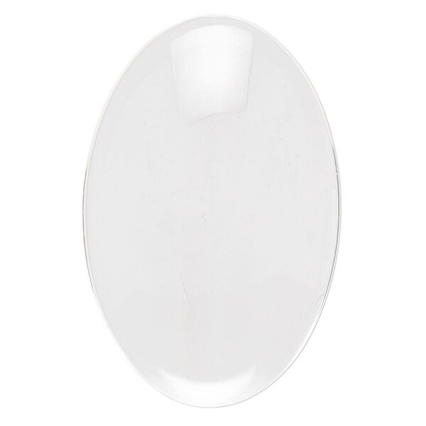 Cabochon, glass, transparent clear, 30x20mm non-calibrated oval. Sold per pkg of 10. image number 0