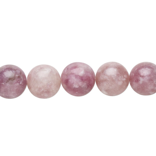 Pink lepidolite 1pkg1, round bead natural 8 inch 10mm image number 0