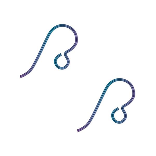 Ear wire fishhook 1pkg10 niobium, 13mm / open loop, 20 gauge anodized / aqua 5 pair image number 0