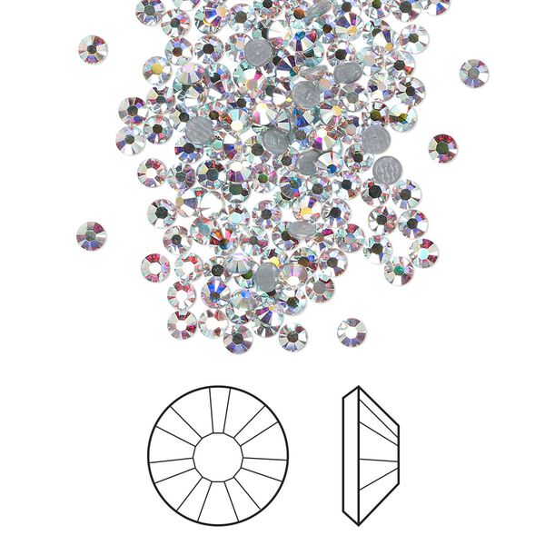 Flat back 144pk crystal AB foil back, Crystal Passions® hotfix rhinestone 2.3-2.5mm rose round SS8 2038HF image number 0