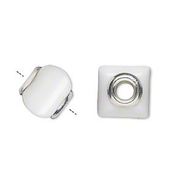 White agate / sterling silver 1pkg1, square rondelle bead natural 11x10mm-13x11mm Dione® image number 0