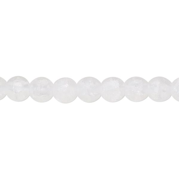 Bead, crackle glass, opaque matte white, 6mm round. Sold per 15-1/2" to 16" strand. image number 0
