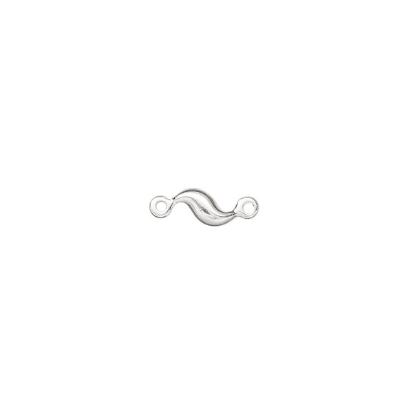Link, silver-plated brass, 6x4mm fancy wave. Sold per pkg of 20. image number 0
