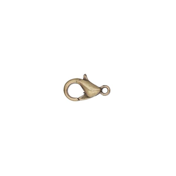 Clasp, lobster claw, antique gold-plated "pewter" (zinc-based alloy), 10x6mm. Sold per pkg of 10. image number 0