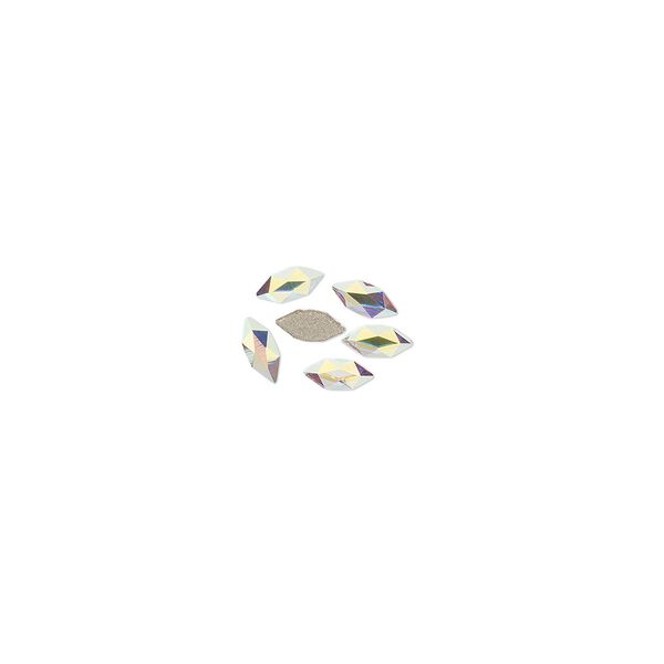 Flat back 6pk crystal AB foil back, Crystal Passions® 4x1.8mm marquise jewel 2201 image number 0
