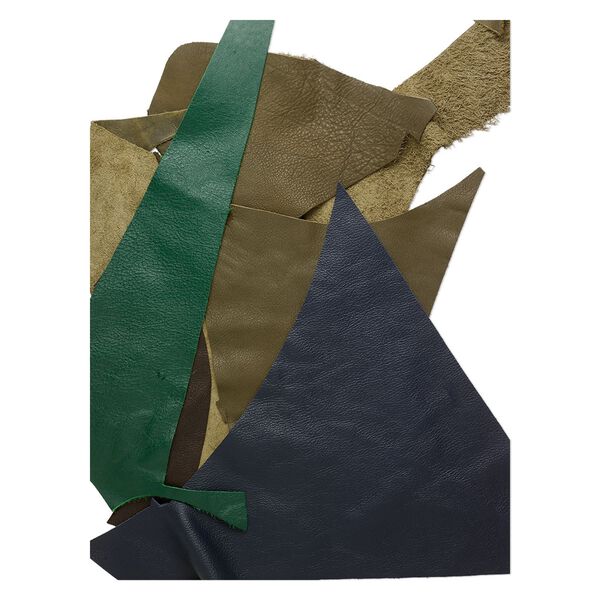 Leather scrap mix (natural / dyed), mixed colors, mixed shape. Sold per 1/2 pound pkg. image number 0