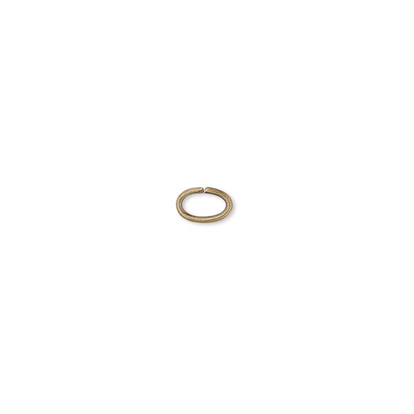 Jump ring, antique gold-plated brass, 6x4mm oval, 4.3x2.5mm inside diameter, 20 gauge. Sold per pkg of 1,000. image number 0