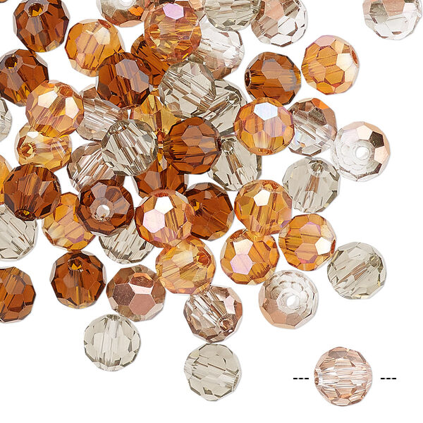 Bead mix 60pk 32 facets fall, Celestial Crystal® 6mm round image number 0