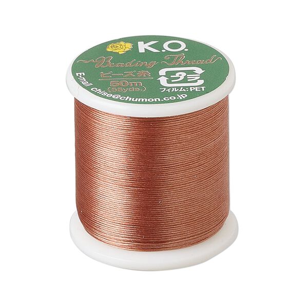 Thread, K.O., waxed nylon, apricot, 0.15mm diameter, 4-pound test. Sold per 55 yard spool. image number 0