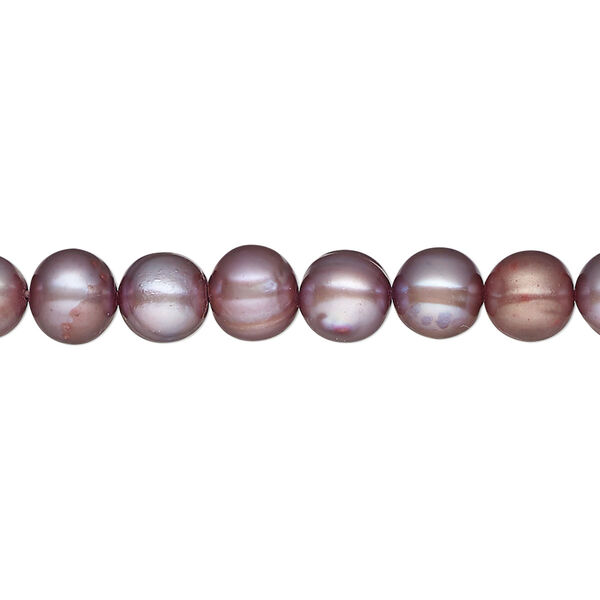 Pearl, cultured freshwater pearl (dyed), orchid, 6-8mm semi-round, D grade, Mohs hardness 2-1/2 to 4. Sold per 15" strand, approximately 60 beads. image number 0