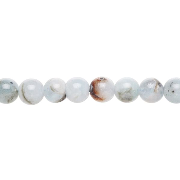 Aquamarine 1pkg1, round bead 15 inch 5-6mm image number 0