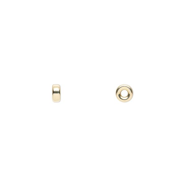 Bead, 14Kt gold-filled, 4x2mm smooth rondelle. Sold per pkg of 2. image number 0