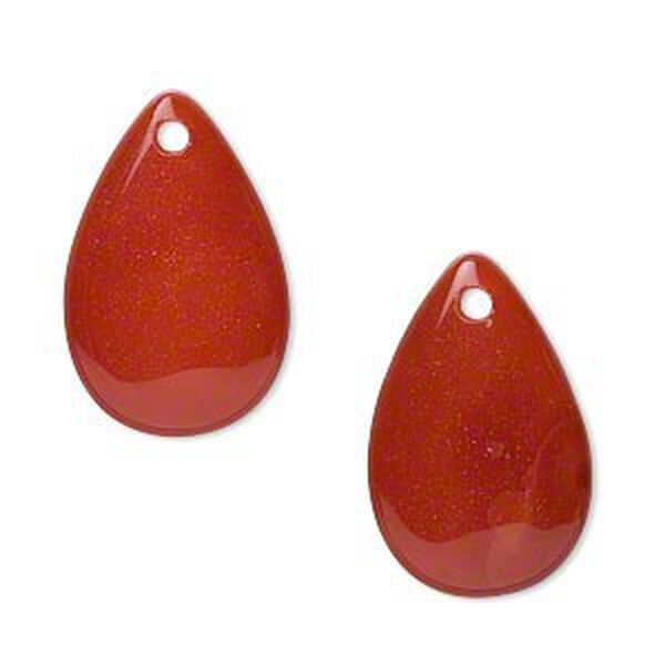 Red agate 1pkg2, flat teardrop drop 23x15mm image number 0