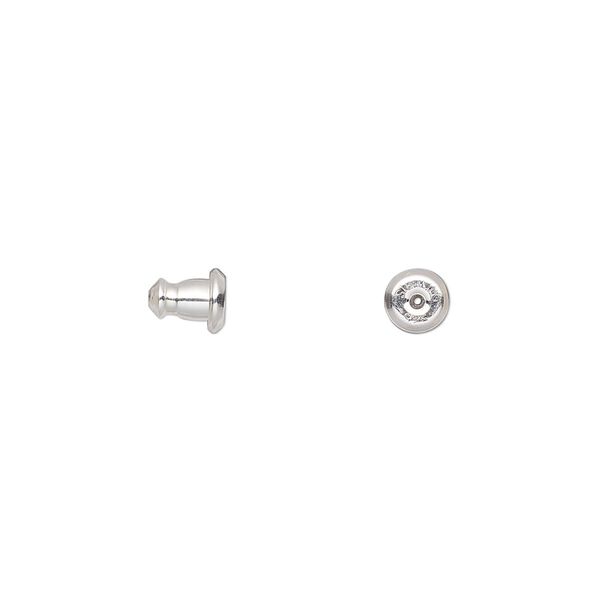 Earnut 1pkg2 sterling silver, 5.5x4.5mm barrel, 1 pair image number 0